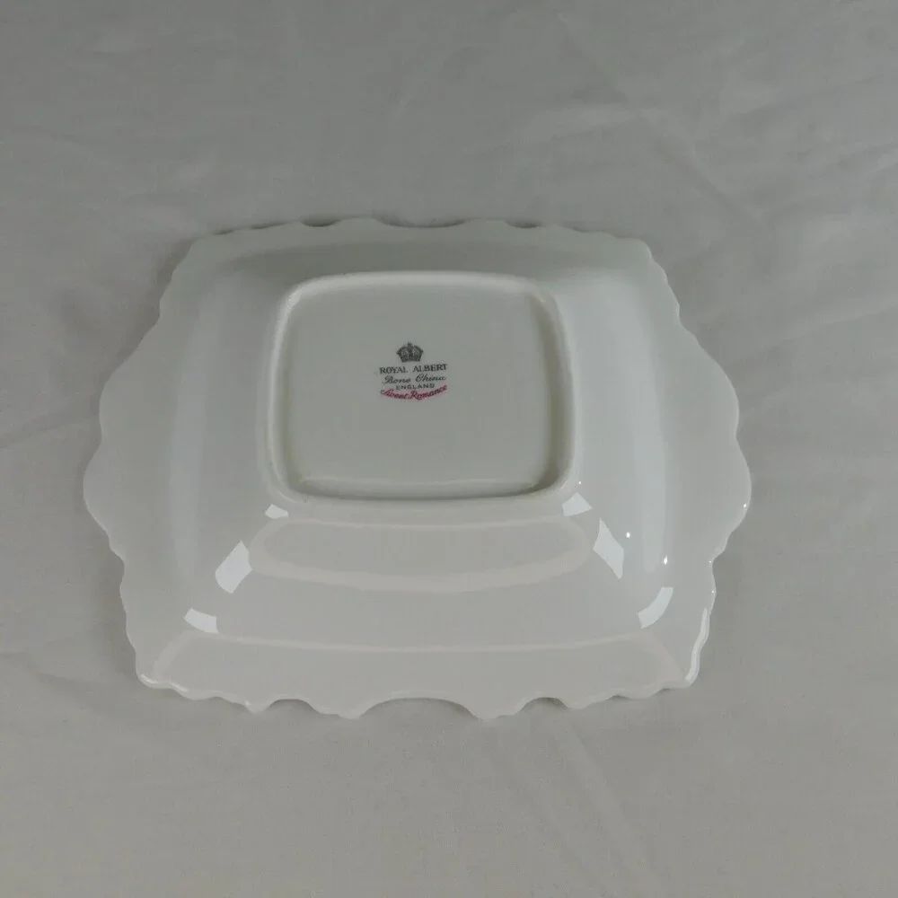 Royal Albert Sweet Romance White Floral Design Square Small Tray Meat Nut Candy - Picture 9 of 10